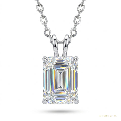 7.00 ct DEW White Certified Moissanite Pendant in Gold Vermeil Holiday Gift for Her – white background main image