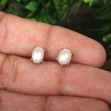GEMHUB 925 Sterling Silver Gemstone Stud Earrings - White Pearl 2.65 Ct / White Pearl 3.10 Ct