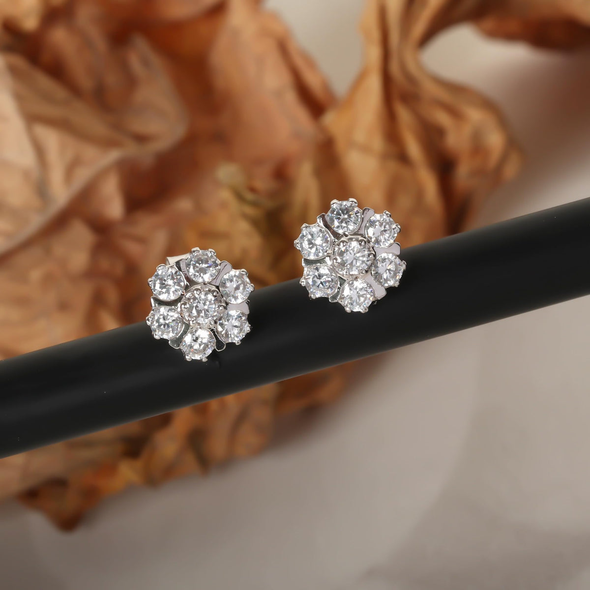 GEMHUB 925 Sterling Silver Gemstone Stud Earrings - White Zircon 6.30 Ct