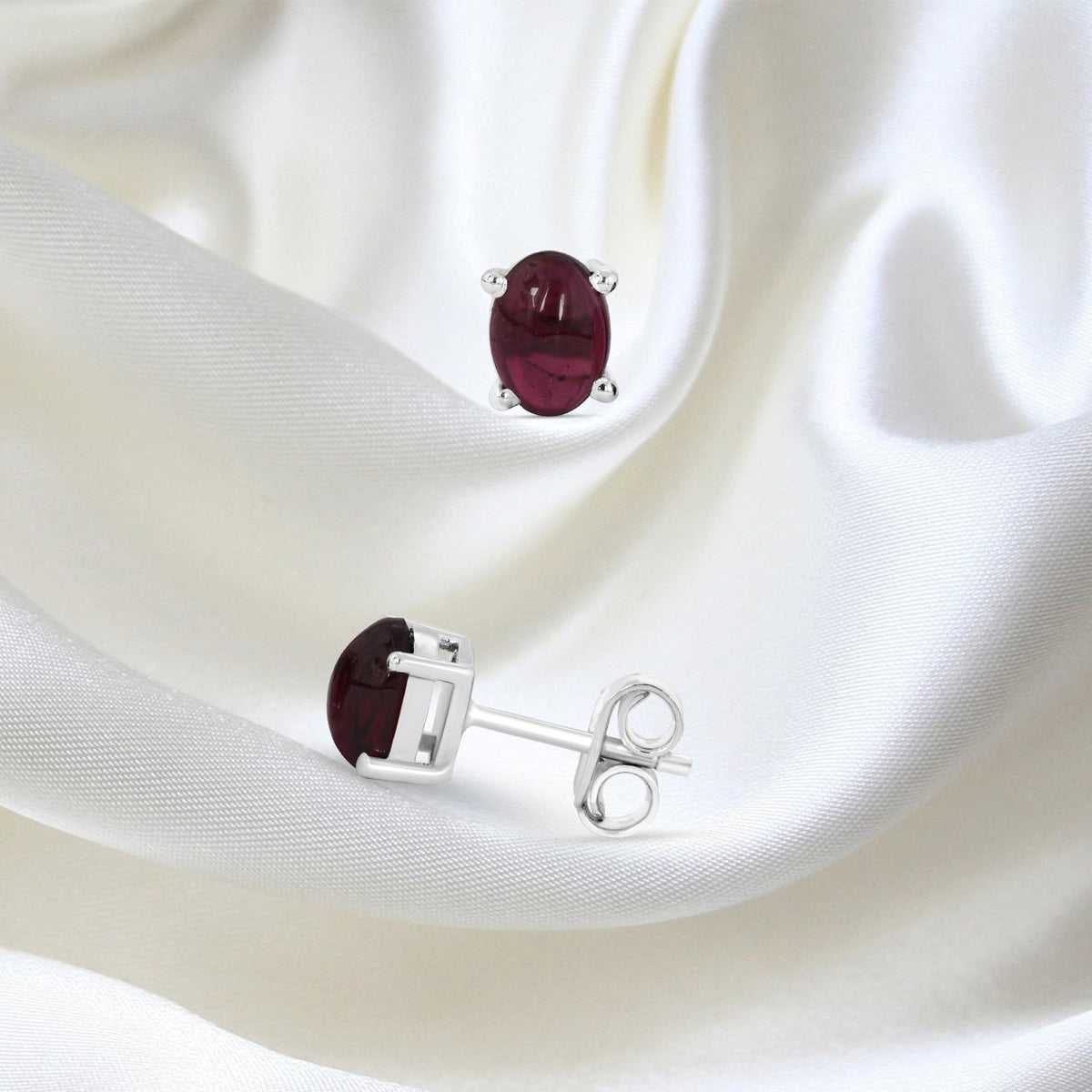 GEMHUB 925 Sterling Silver Gemstone Stud Earrings - Purple Amethyst 4.15 Ct