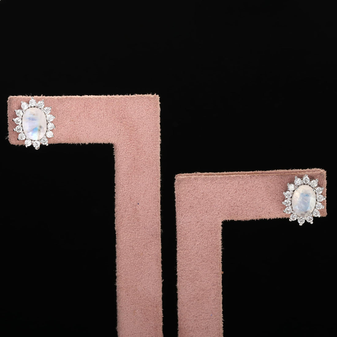 GEMHUB 925 Sterling Silver Gemstone Stud Earrings - White Moonstone 7.95 Ct