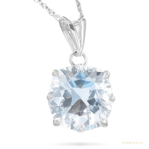 7.15 ct DEW Certified White Moissanite Solitaire Pendant in Gold Vermeil Jewellery – white background main image