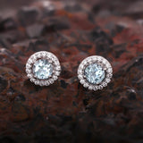 GEMHUB 925 Sterling Silver Gemstone Stud Earrings - Blue Aquamarine 7.60 Ct