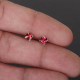 GEMHUB 925 Sterling Silver Gemstone Stud Earrings - Red Garnet 2.15 Ct