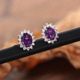 GEMHUB 925 Sterling Silver Gemstone Stud Earrings - Purple Amethyst 8.55 Ct