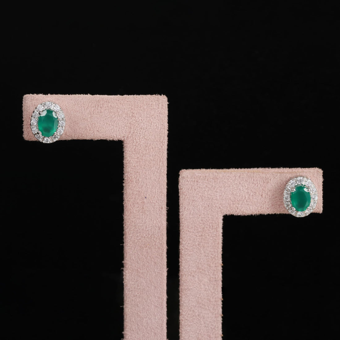 GEMHUB 925 Sterling Silver Gemstone Stud Earrings - Green Onyx 7.20 Ct