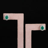 GEMHUB 925 Sterling Silver Gemstone Stud Earrings - Green Onyx 7.20 Ct