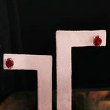 GEMHUB 925 Sterling Silver Gemstone Stud Earrings - Red Garnet 5.90 Ct