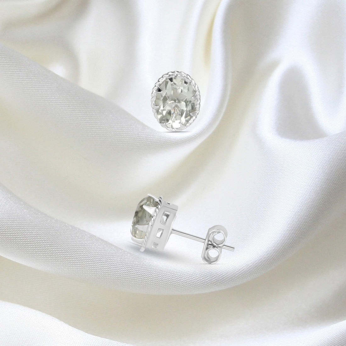 GEMHUB 925 Sterling Silver Gemstone Stud Earrings - Blue Aquamarine 5.35 Ct