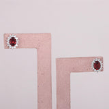 GEMHUB 925 Sterling Silver Gemstone Stud Earrings - Red Garnet 7.35 Ct