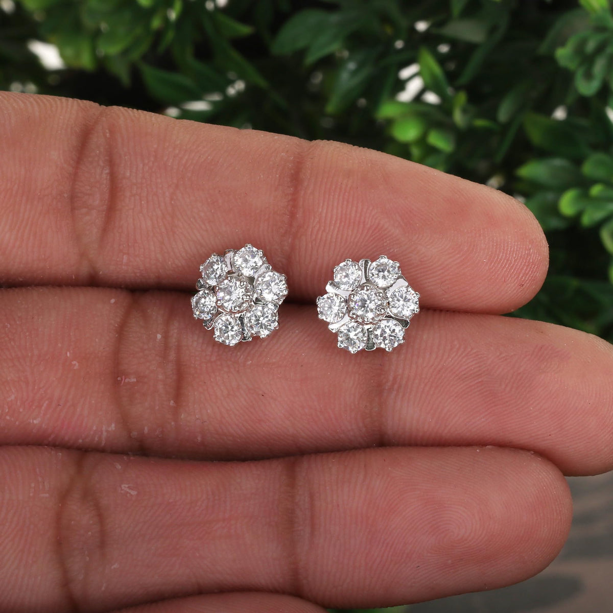 GEMHUB 925 Sterling Silver Gemstone Stud Earrings - White Zircon 6.30 Ct