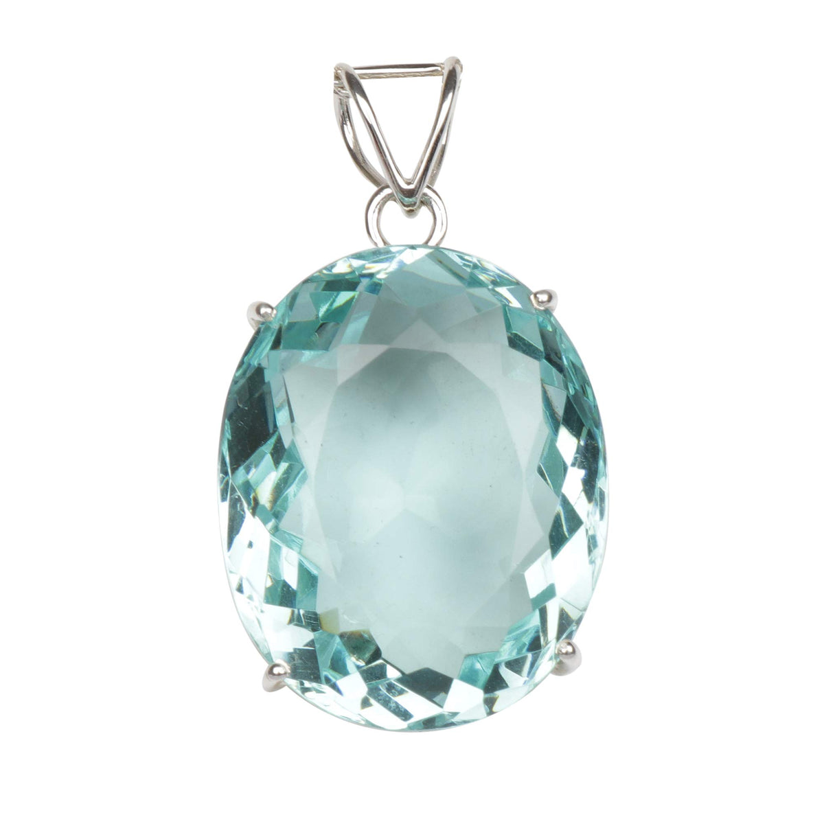 GEMHUB Sky Blue Aquamarine Oval 90 Ct natural gemstone pendant in 925 sterling silver