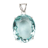 GEMHUB Sky Blue Aquamarine Oval 90 Ct lab-grown gemstone pendant in 925 sterling silver
