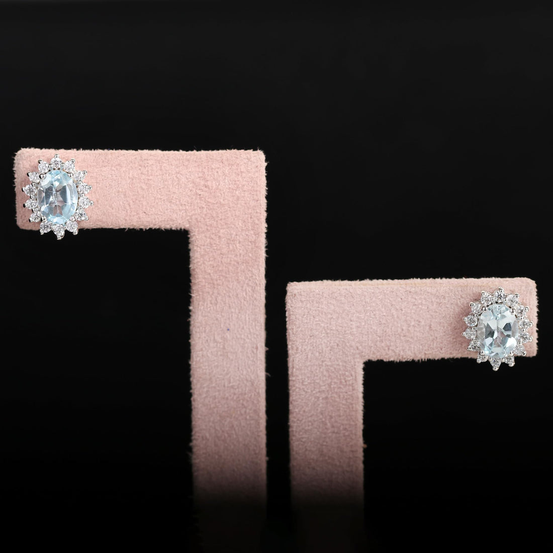 GEMHUB 925 Sterling Silver Gemstone Stud Earrings - Blue Aquamarine 8.85 Ct
