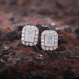 GEMHUB 925 Sterling Silver Gemstone Stud Earrings - White Zircon 7.95 Ct