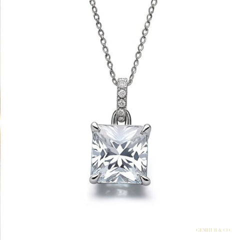 7.30 ct DEW F VS1 White Moissanite Pendant in Gold Vermeil – Birthday Gift for Wife – white background main image