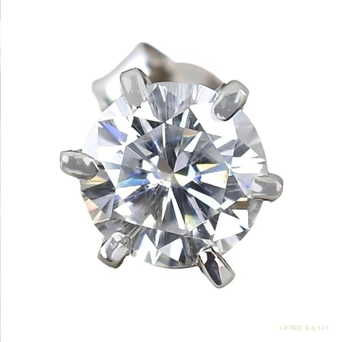 7.30 ct DEW Certified White Moissanite In Gold Vermeil Dangler Earrings – white background main image