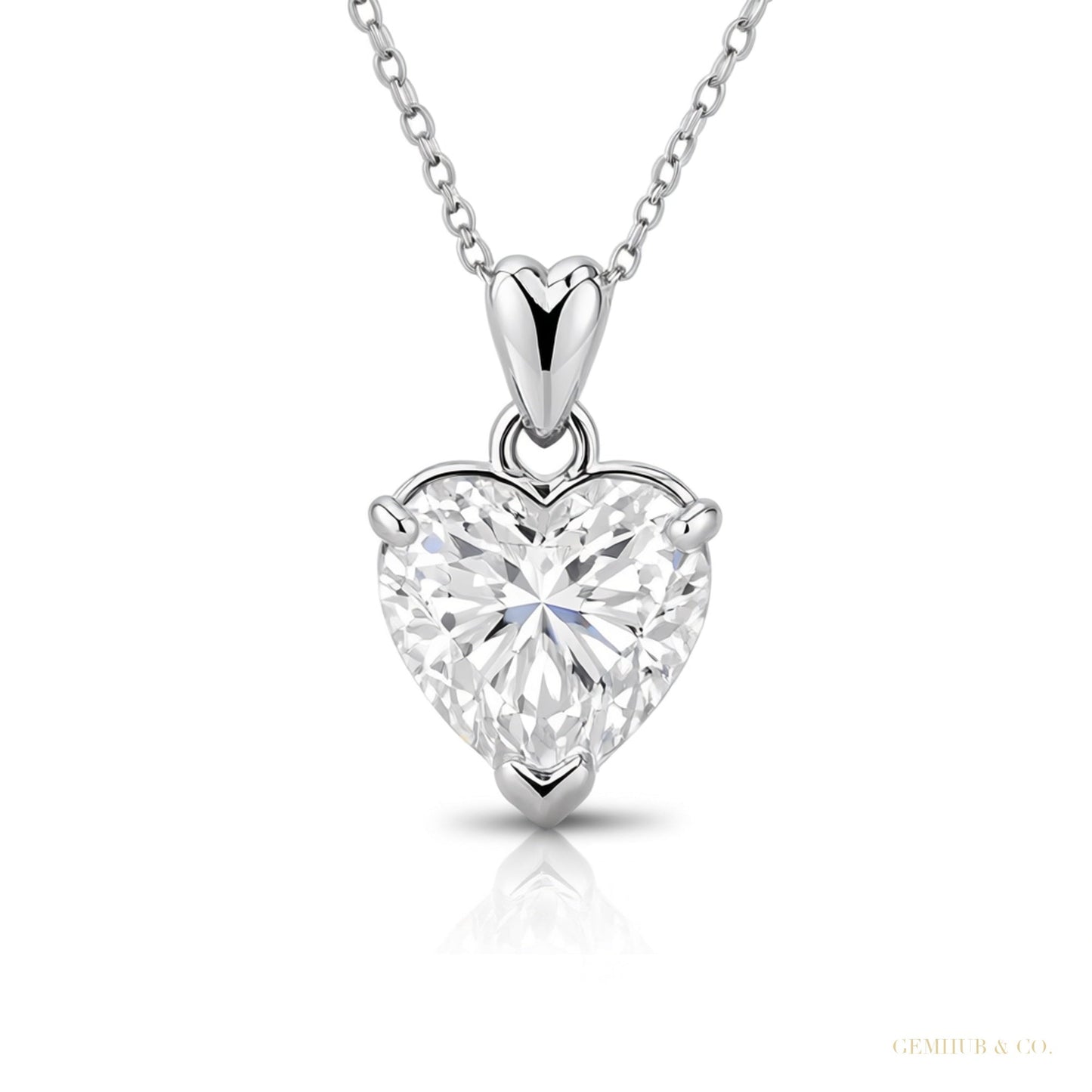 7.50 ct DEW Certified Heart Cut White Moissanite Solitaire Pendant in Gold Vermeil – white background main image