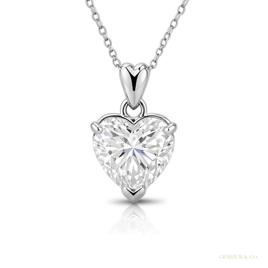 7.50 ct DEW Certified Heart Cut White Moissanite Solitaire Pendant in Gold Vermeil – white background main image