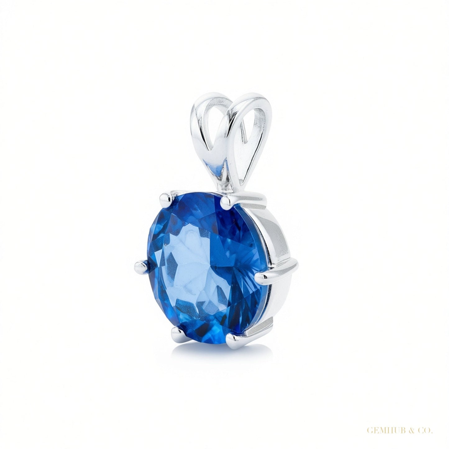 7.80 ct DEW Blue Moissanite Pendant Gold Vermeil Certified Christmas Gift Jewellery – white background main image