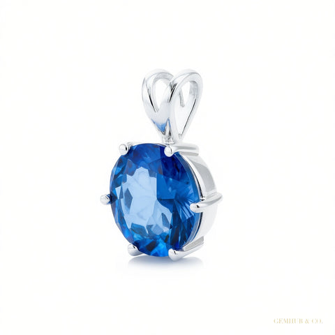 7.80 ct DEW Blue Moissanite Pendant Gold Vermeil Certified Christmas Gift Jewellery – white background main image