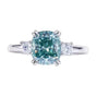 3.2ct DEW Blue Moissanite Cushion Solitaire Ring