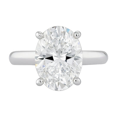 4.0ct DEW White Moissanite Oval Solitaire Ring