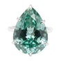19.6ct DEW Blue Moissanite Pear Solitaire Ring