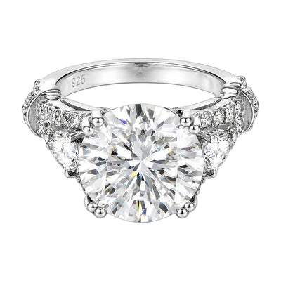 9.25ct DEW White Moissanite Round Solitaire Ring