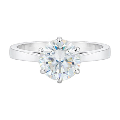 5.5ct DEW White Moissanite Round Solitaire Ring