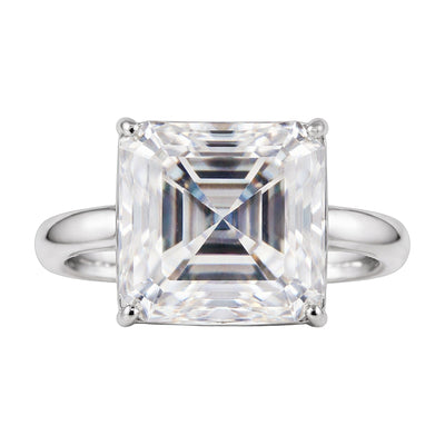 5.74ct DEW White Moissanite Asscher Solitaire Ring