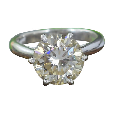 4.18 ct DEW White Moissanite Round Solitaire Ring - 18K Gold Vermeil on 925 Sterling Silver