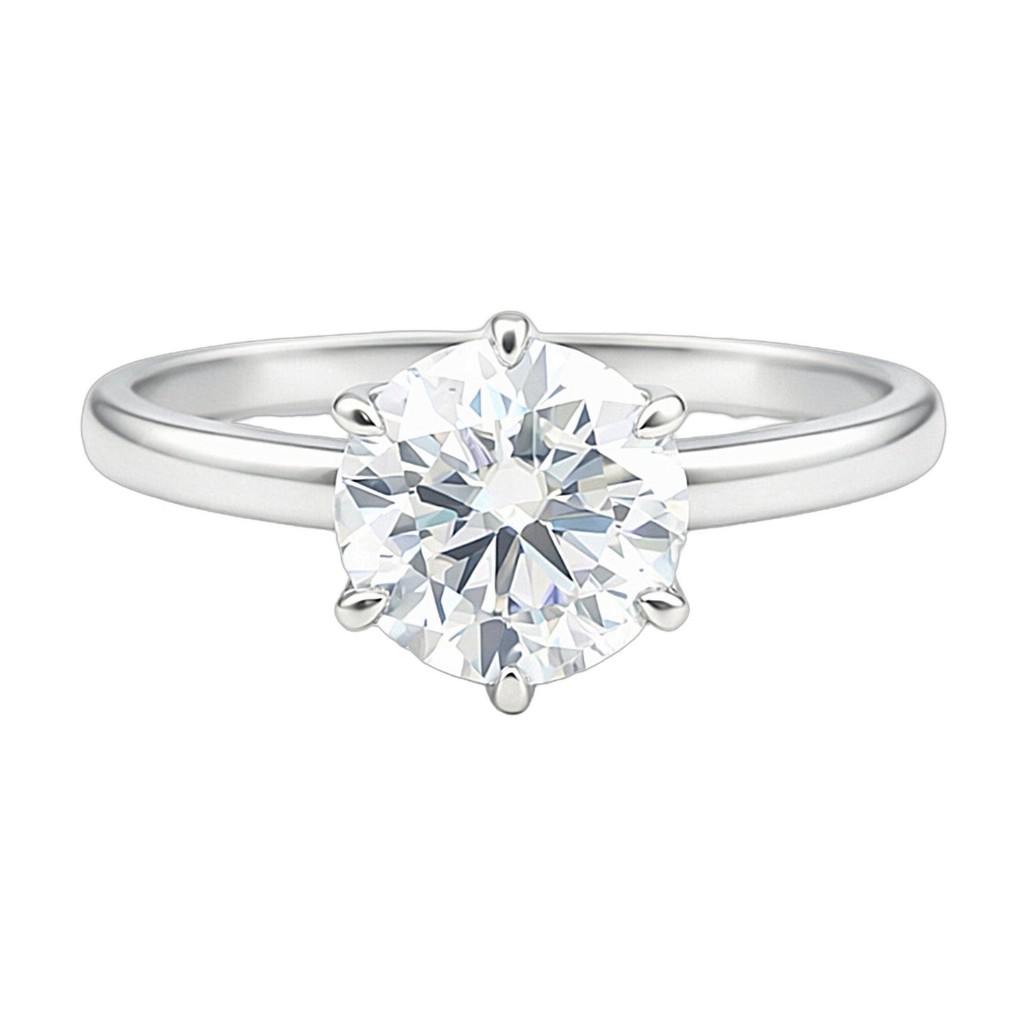 9.1 ct DEW White Moissanite Round Solitaire Ring - 18K Gold Vermeil on 925 Sterling Silver