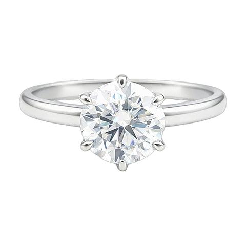 9.1 ct DEW White Moissanite Round Solitaire Ring - 18K Gold Vermeil on 925 Sterling Silver