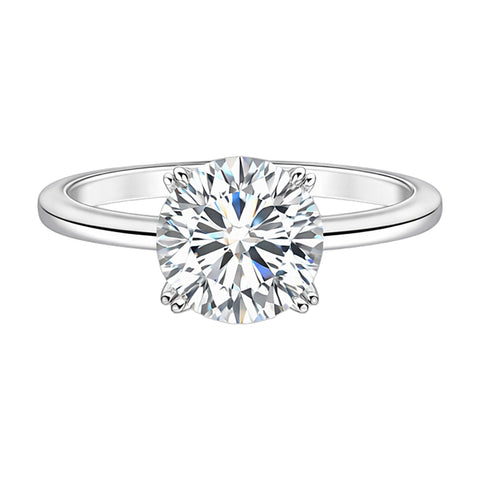 6.65 ct DEW White Moissanite Round Solitaire Ring - 18K Gold Vermeil on 925 Sterling Silver