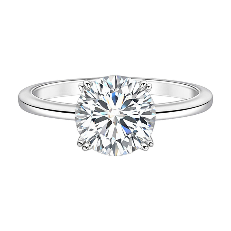 6.65 ct DEW White Moissanite Round Solitaire Ring - 18K Gold Vermeil on 925 Sterling Silver