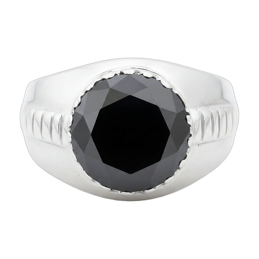 5.2 ct DEW Black Moissanite Round Solitaire Ring - 18K Gold Vermeil on 925 Sterling Silver