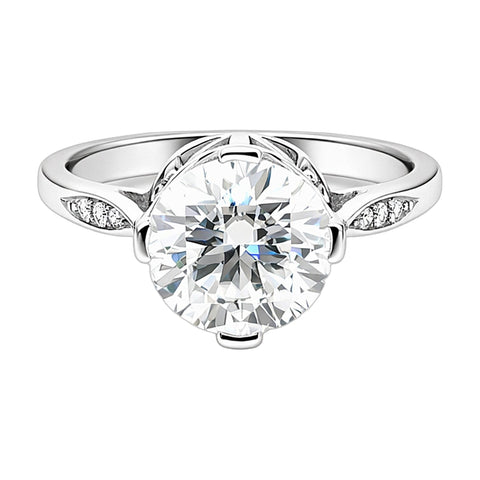 6.7 ct DEW White Moissanite Round Solitaire Ring - 18K Gold Vermeil on 925 Sterling Silver