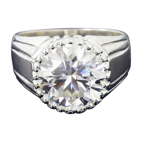 6.35 ct DEW White Moissanite Round Solitaire Ring - 18K Gold Vermeil on 925 Sterling Silver