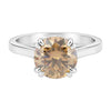 3.45 ct DEW Champagne Moissanite Round Solitaire Ring - 18K Gold Vermeil on 925 Sterling Silver