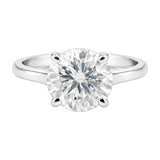 4.0 ct DEW White Moissanite Round Solitaire Ring - 18K Gold Vermeil on 925 Sterling Silver