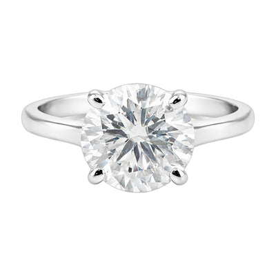 4.0ct DEW White Moissanite Round Solitaire Ring