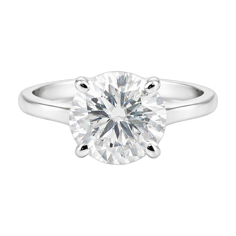 4.0 ct DEW White Moissanite Round Solitaire Ring - 18K Gold Vermeil on 925 Sterling Silver