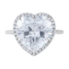 6.7 ct DEW White Moissanite Heart Solitaire Ring - 18K Gold Vermeil on 925 Sterling Silver