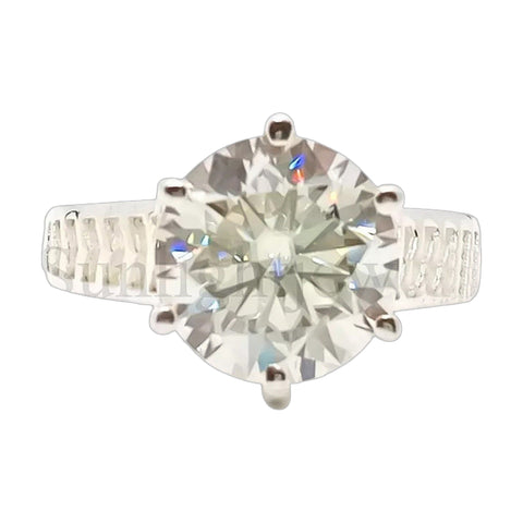 6.6 ct DEW White Moissanite Round Solitaire Ring - 18K Gold Vermeil on 925 Sterling Silver