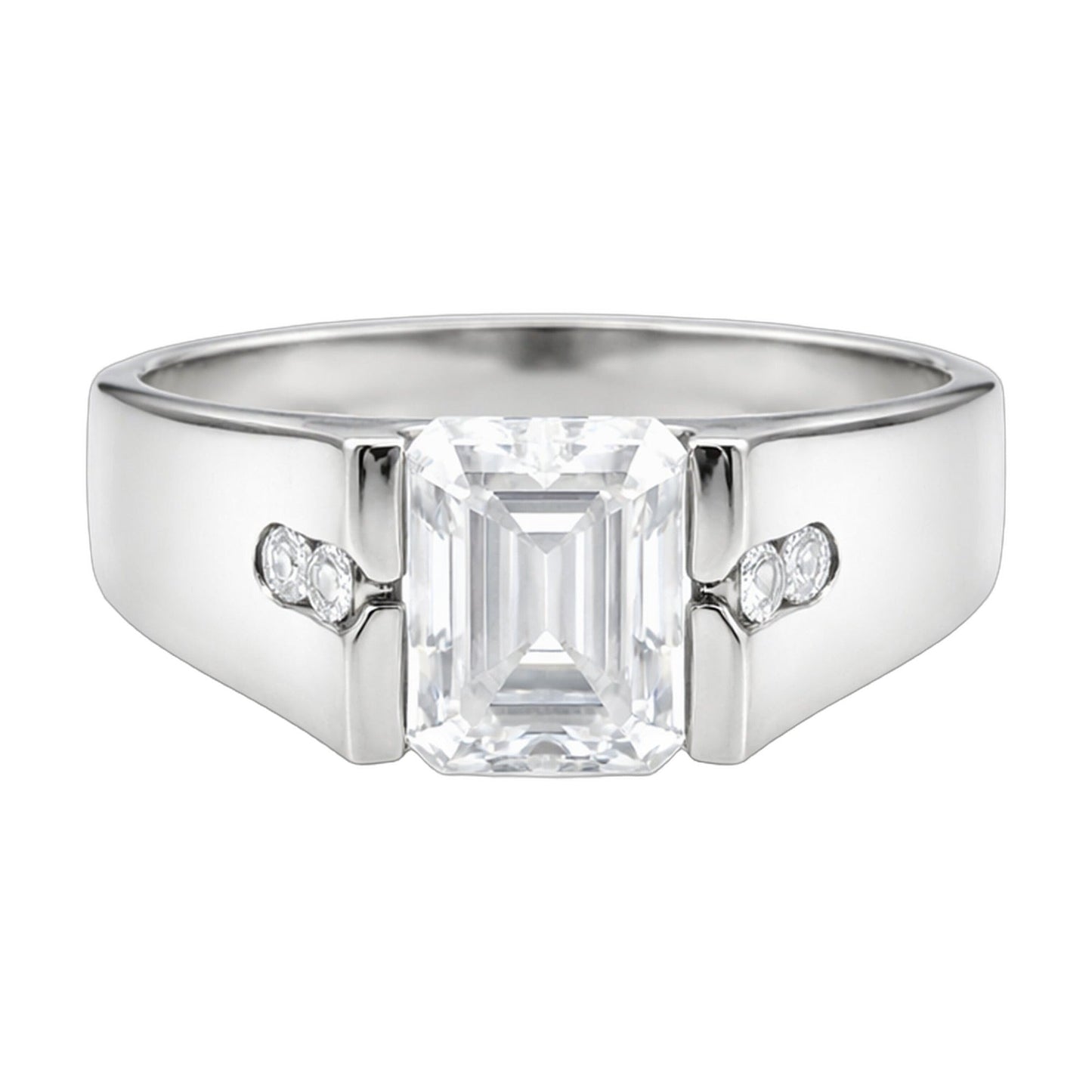 4.0 ct DEW White Moissanite Radiant Solitaire Ring - 18K Gold Vermeil on 925 Sterling Silver