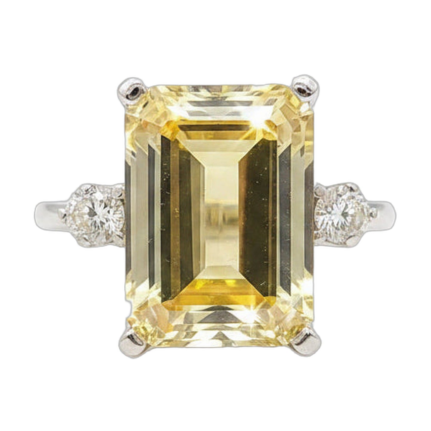 7.5 ct DEW Champagne Moissanite Emerald Solitaire Ring - 18K Gold Vermeil on 925 Sterling Silver