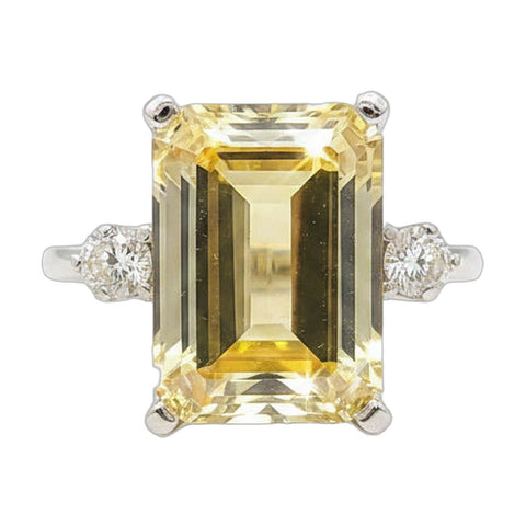 7.5 ct DEW Champagne Moissanite Emerald Solitaire Ring - 18K Gold Vermeil on 925 Sterling Silver
