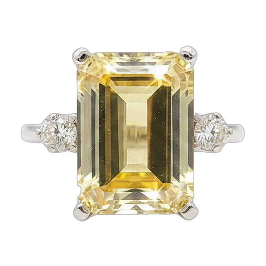7.5 ct DEW Champagne Moissanite Emerald Solitaire Ring - 18K Gold Vermeil on 925 Sterling Silver