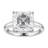 16.1 ct DEW White Moissanite Radiant Solitaire Ring - 18K Gold Vermeil on 925 Sterling Silver